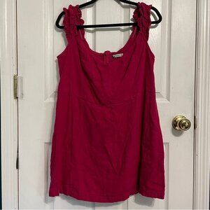 A&F Hot Pink Linen Short Mini Flowy Dress Size XL PETITE